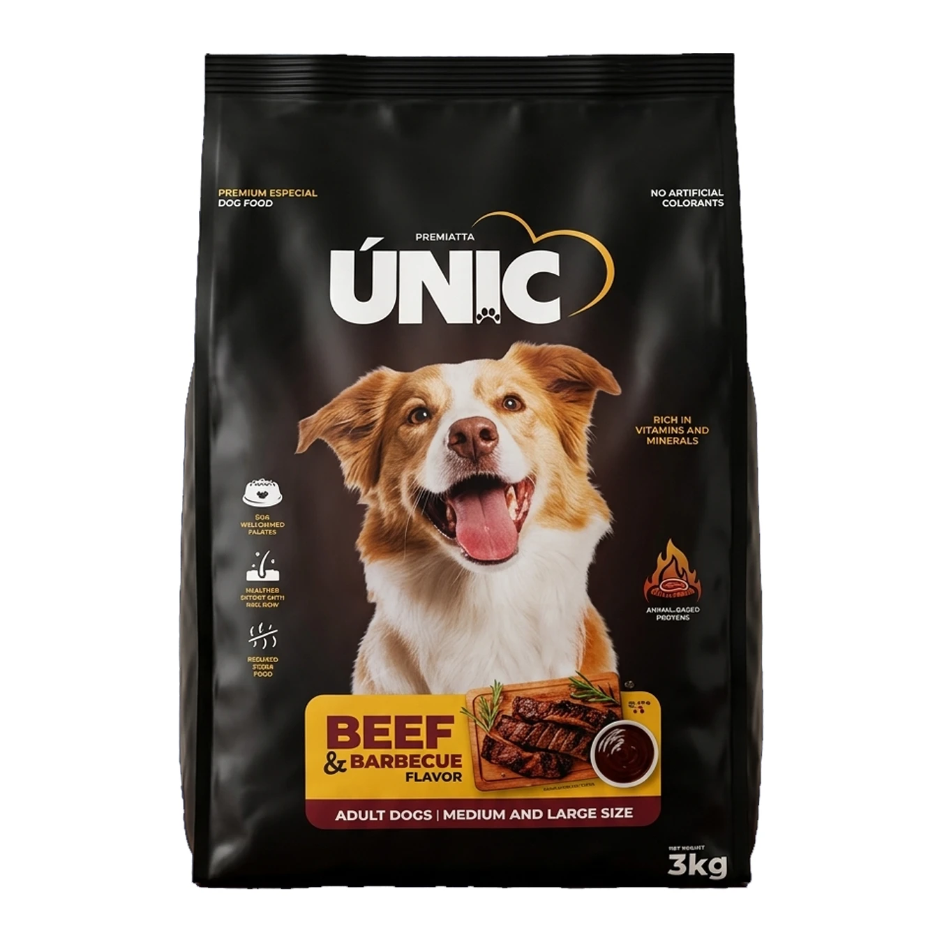 DOG UNIC ADULT DOGS  MEDIUM AND LARGE SIZE BEEF AND BBQ
